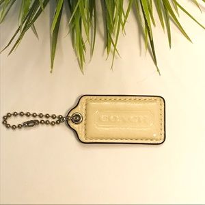 Large 2.5” COACH Yellow Patent Leather Hanging Tag Keychain FOB Bag Charm